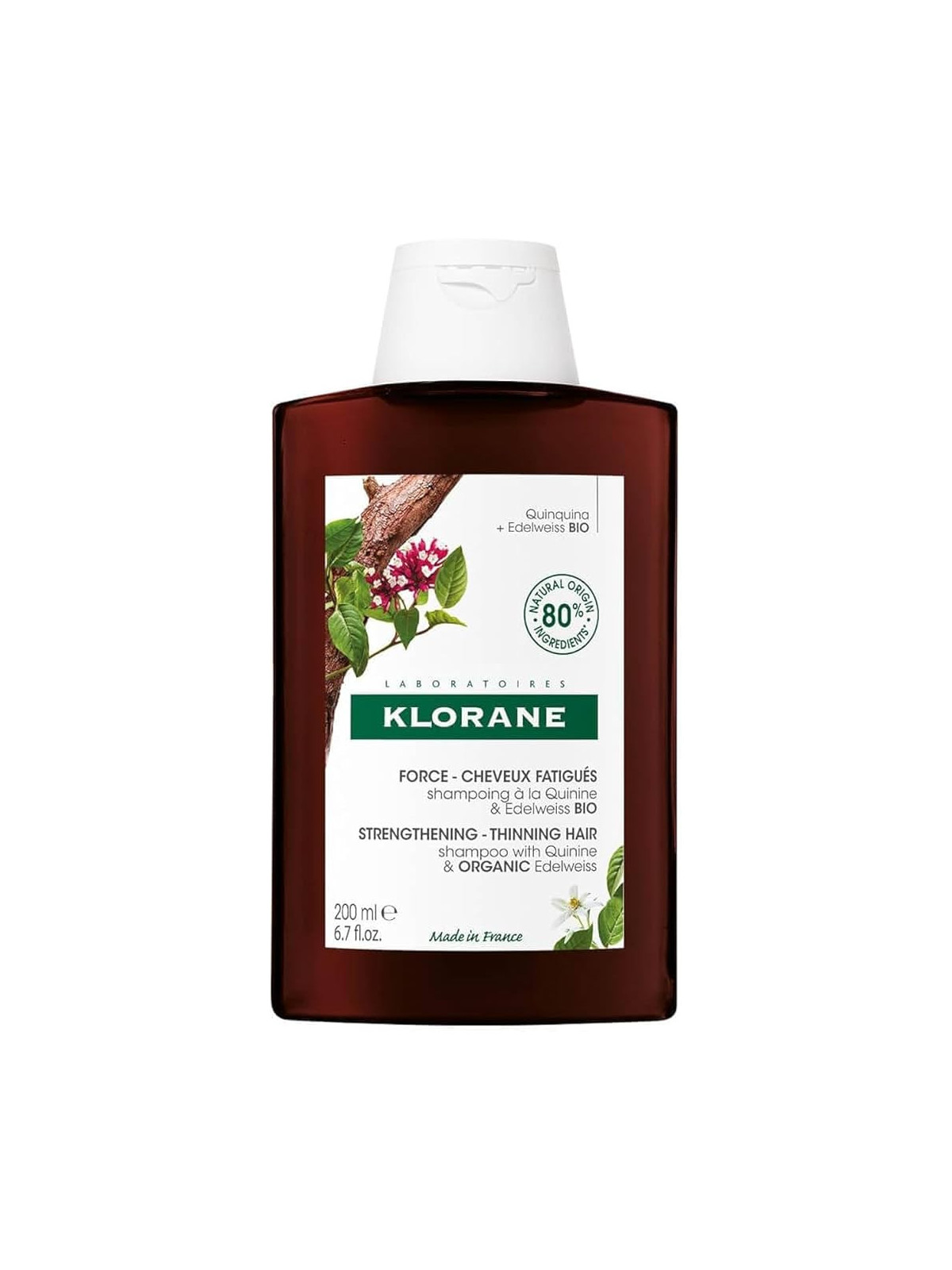 KLORANE CHAMPU A LA QUININA  Y EDELWEISS BIO 200 ML