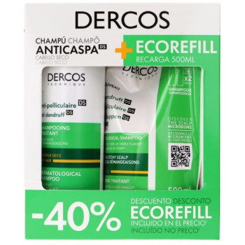 VICHY DERCOS CASPA SECA DUPLO ECOREFILL 390 + 500 ML