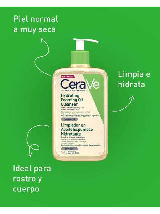 CERAVE LIMPIADORA ACEITE ESPUMOSO HIDRATANTE 473 ML