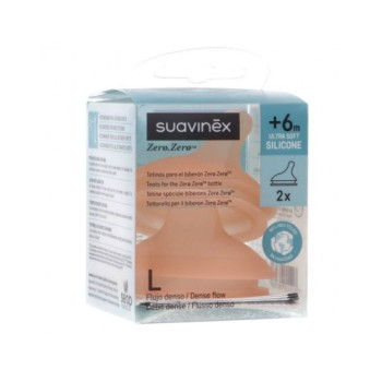 Tetina Suavinex Zero.Zero Anticólico Flujo Denso (+6 m) – Pack 2