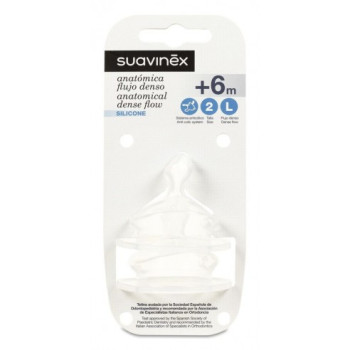 Suavinex Tetina Anatómica Silicona +6 m Flujo Denso (2 uds)
