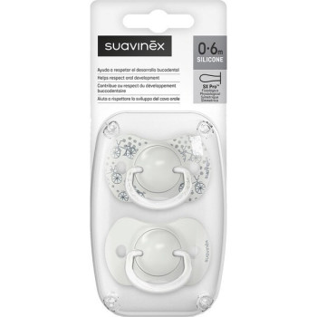 Suavinex Chupete Silicona Fisiológica 0-6 m – Pack 2 uds