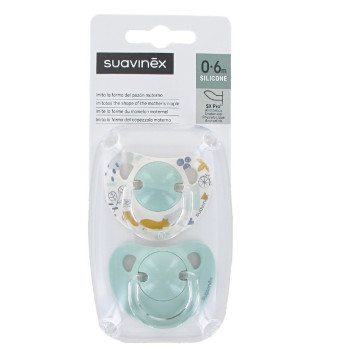 Suavinex Chupete Anatómico Silicona 0-6 m – Pack 2 uds