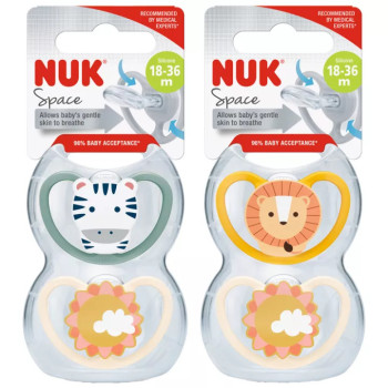 NUK Chupetes silicona 18-36 m Space – Pack 2 unidades