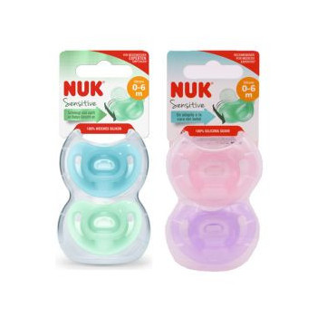 NUK Chupetes Sensitive silicona 0-6 m – Pack 2 unidades