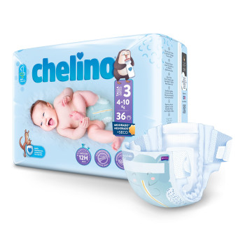 Chelino Fashion & Love T3 4–10 kg – 36 pañales | Alta absorción