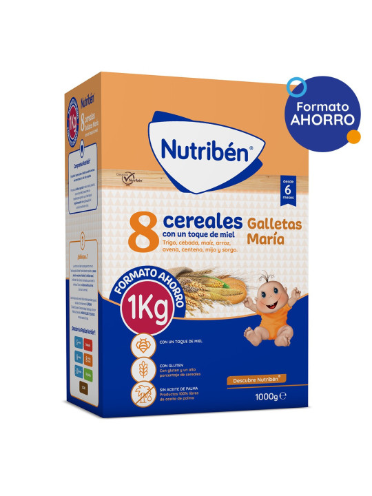 Nutribén papilla 8 cereales galletas María 1 kg bebé +6 meses