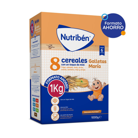 Nutribén papilla 8 cereales galletas María 1 kg bebé +6 meses