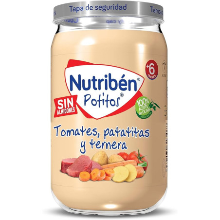 Nutribén Potito tomates, patatitas y ternera 235 g Bebé