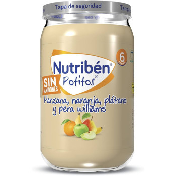 Nutribén Potito Manzana, Naranja, Plátano y Pera 235g | +6m
