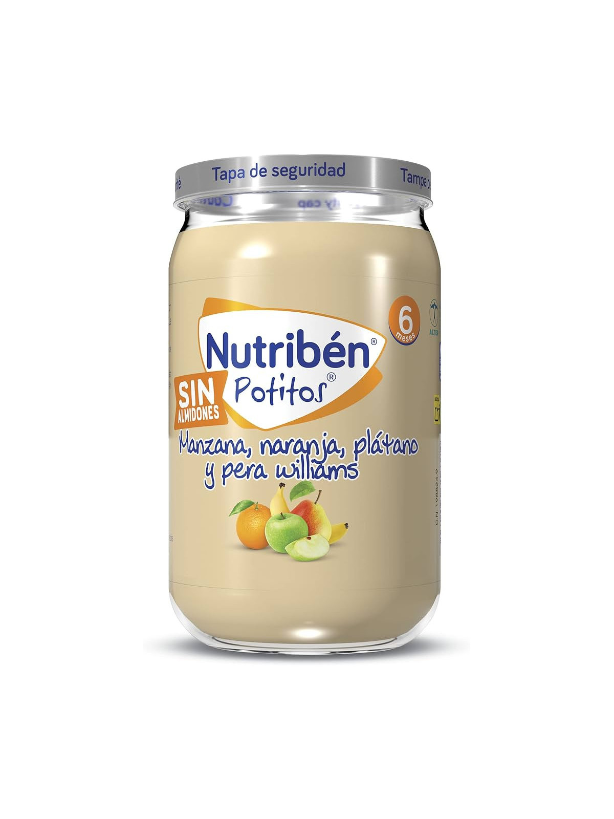 Nutribén Potito Manzana, Naranja, Plátano y Pera 235g | +6m