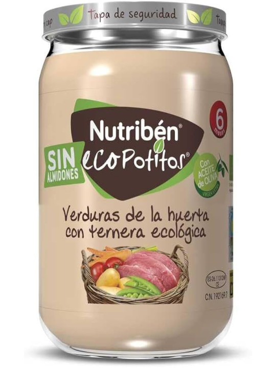 Nutribén Eco Potito Verduras con Ternera 200g | Ecológico