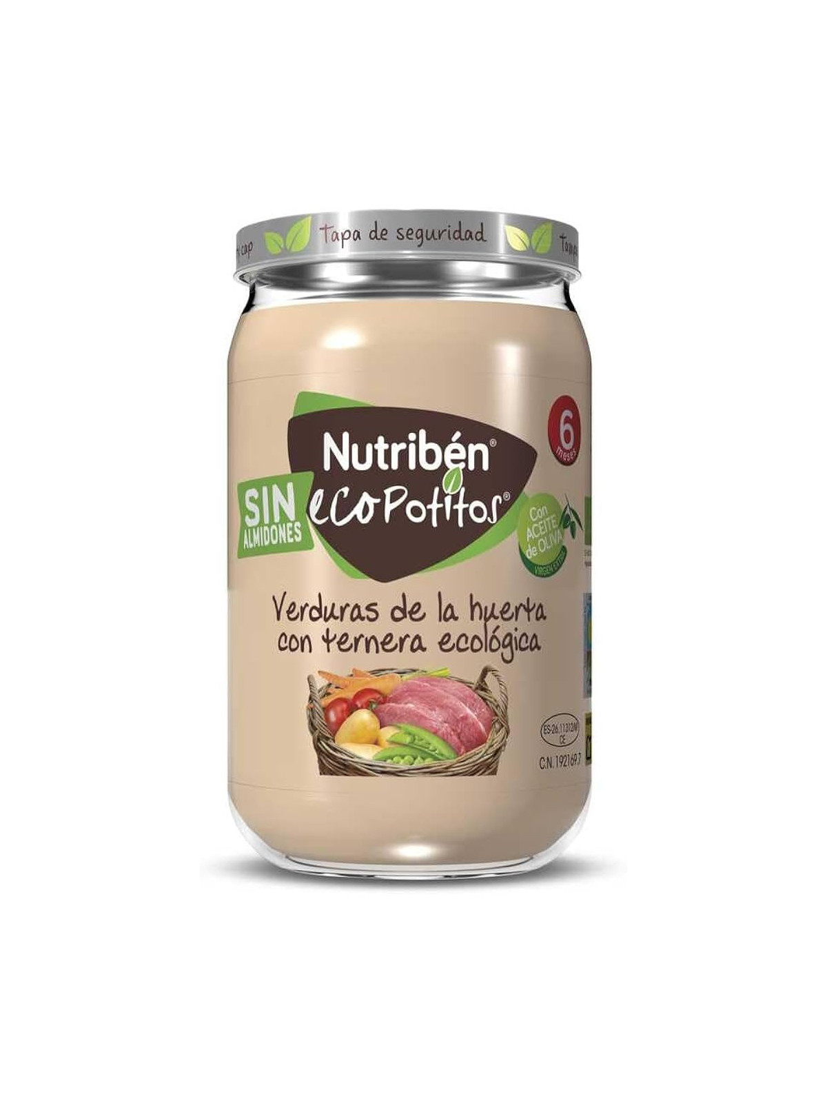 Nutribén Eco Potito Verduras con Ternera 200g | Ecológico