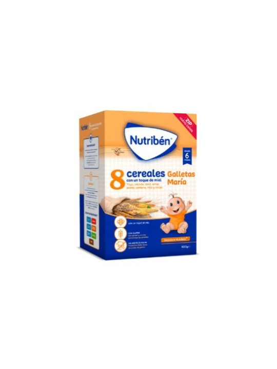 Papilla Nutribén® 8 Cereales Miel y Galleta María 600 g | Baby