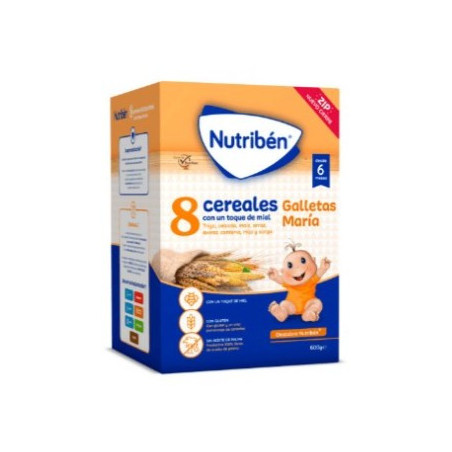 Papilla Nutribén® 8 Cereales Miel y Galleta María 600 g | Baby