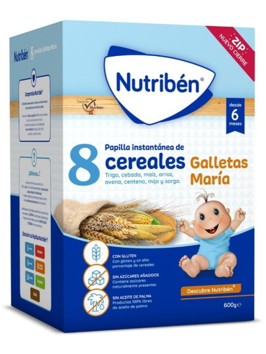Nutribén 8 Cereales Galleta María 600 g | Papilla desde 6 meses