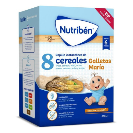 Nutribén 8 Cereales Galleta María 600 g | Papilla desde 6 meses