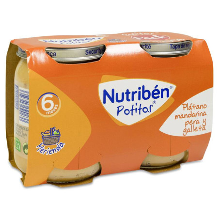 Nutribén Merienda Plátano Mandarina Pera Galleta 2x190 g