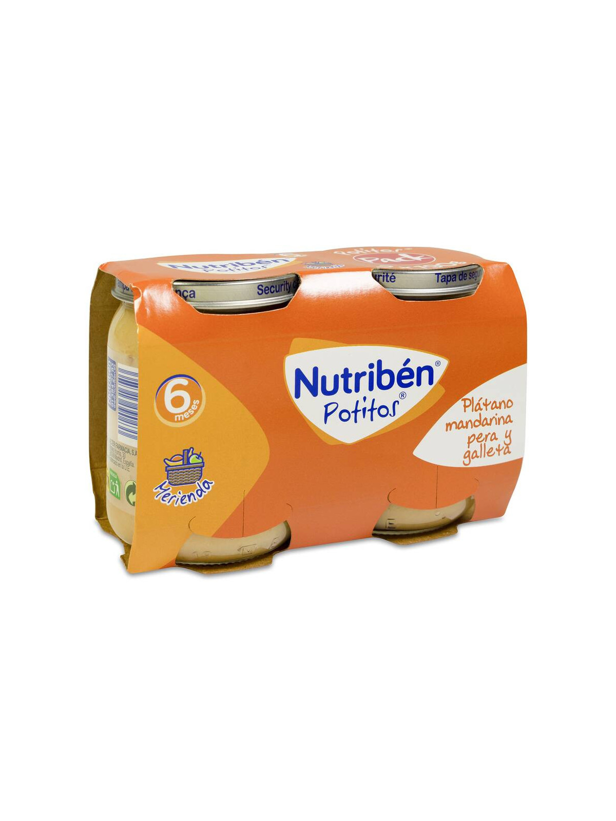 Nutribén Merienda Plátano Mandarina Pera Galleta 2x190 g