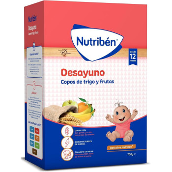 Papilla Nutribén Desayuno Copos de Trigo con Frutas 750 g