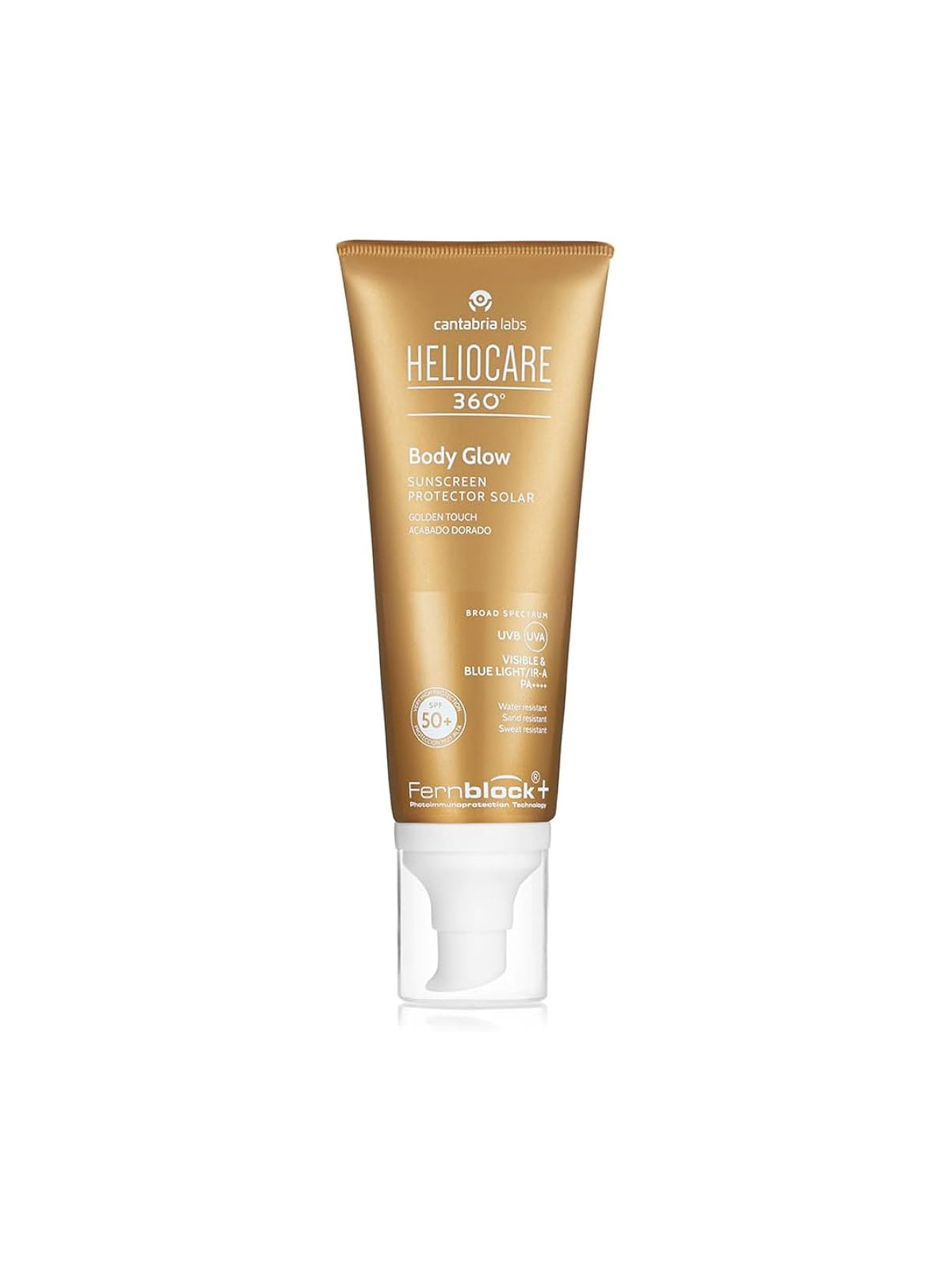 Heliocare 360° Body Glow SPF 50+ 100 ml | Brillo dorado y protección
