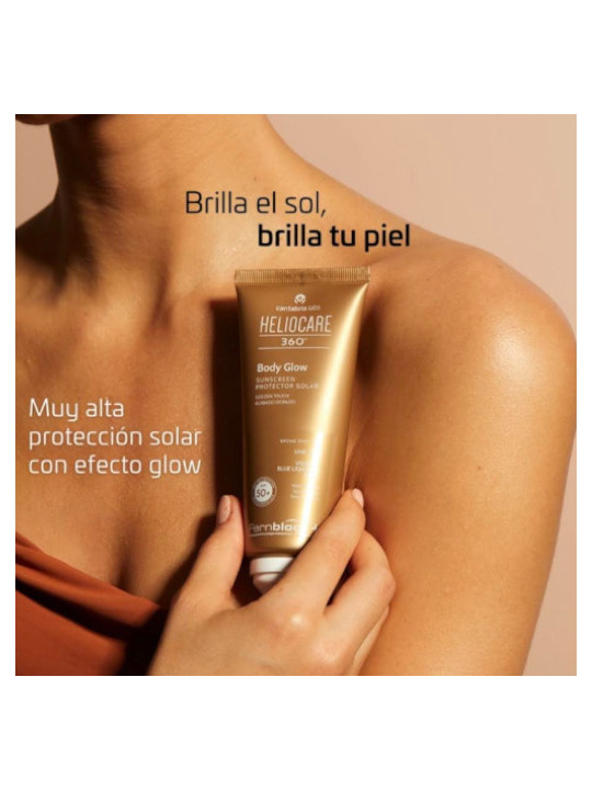 Heliocare 360° Body Glow SPF 50+ 100 ml | Brillo dorado y protección