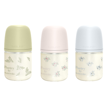 SUAVINEX BIBERON POETRY VIDRIO TETINA FISIOLOGICA SILICONA +0M FLUJO S 120 ML