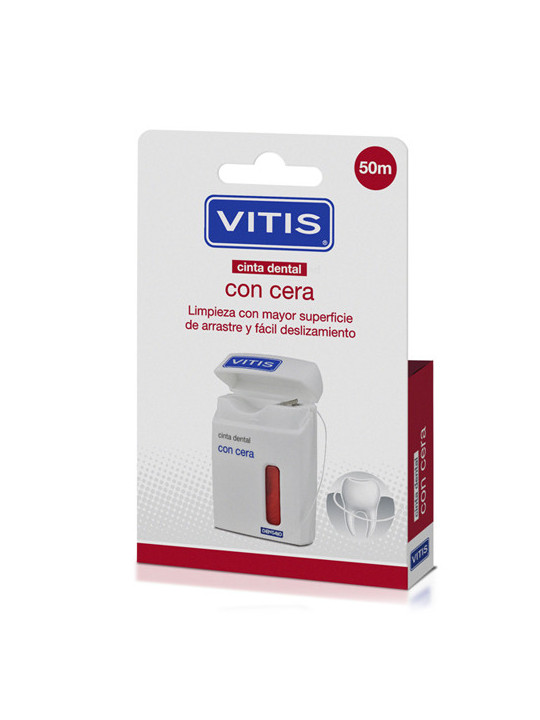 Vitis Cinta Dental con Cera 50 m | Limpieza suave y eficaz