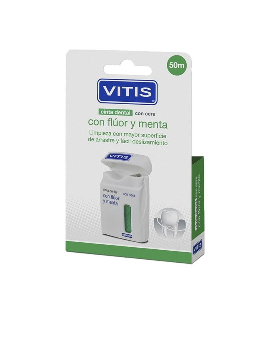 Vitis Cinta Dental con Flúor y Menta 50 m | Limpieza eficaz y frescor