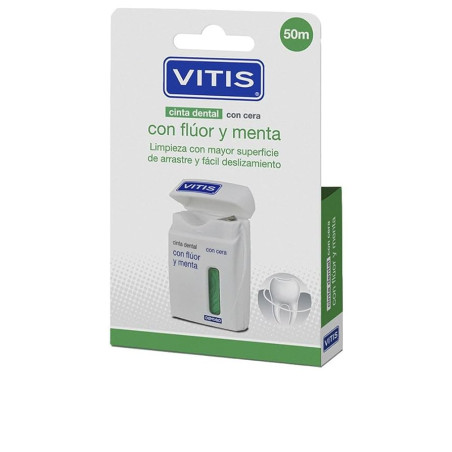 Vitis Cinta Dental con Flúor y Menta 50 m | Limpieza eficaz y frescor
