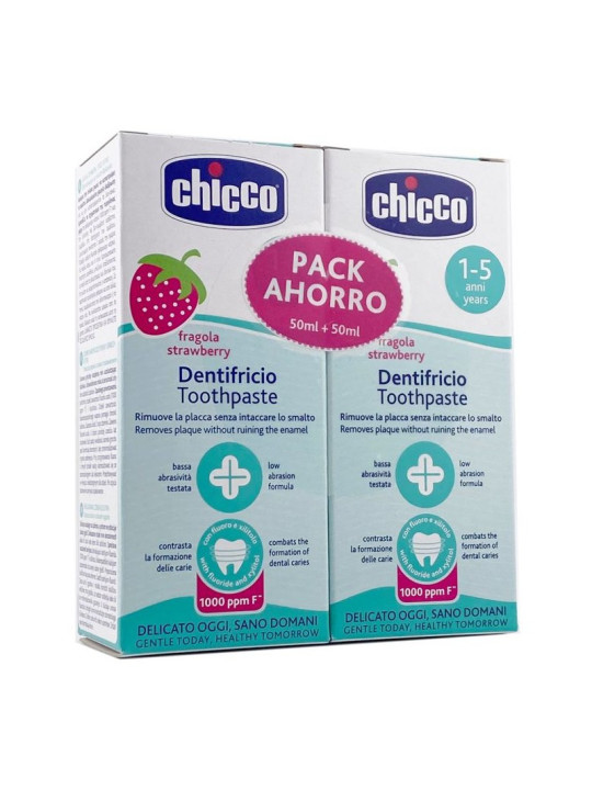 CHICCO PASTA DENTAL INFANTIL SABOR FRESA 50 ML + 50 ML DUPLO