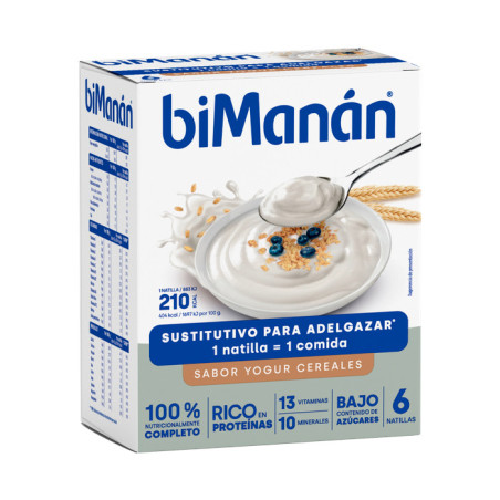 BIMANAN NATILLA SUSTITUTIVA SABOR YOGUR CEREALES 6 SOBRES
