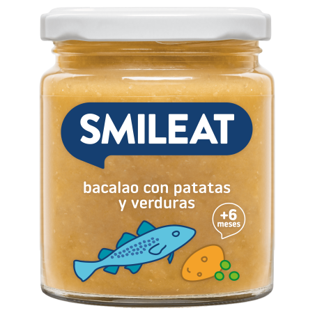 Smileat ecológico bacalao con patatas y verduras 230 g – potito bebé