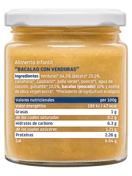 Smileat ecológico bacalao con patatas y verduras 230 g – potito bebé