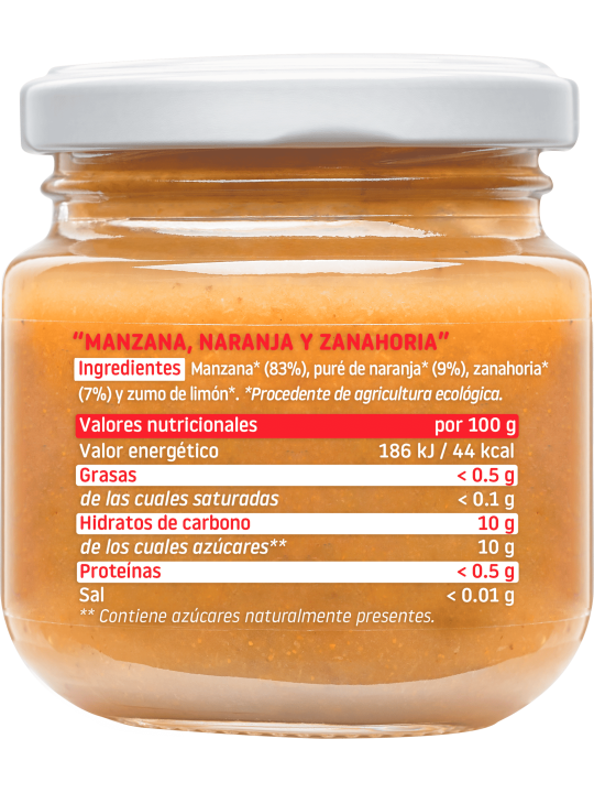 Smileat potito ecológico manzana, naranja y zanahoria 130 g