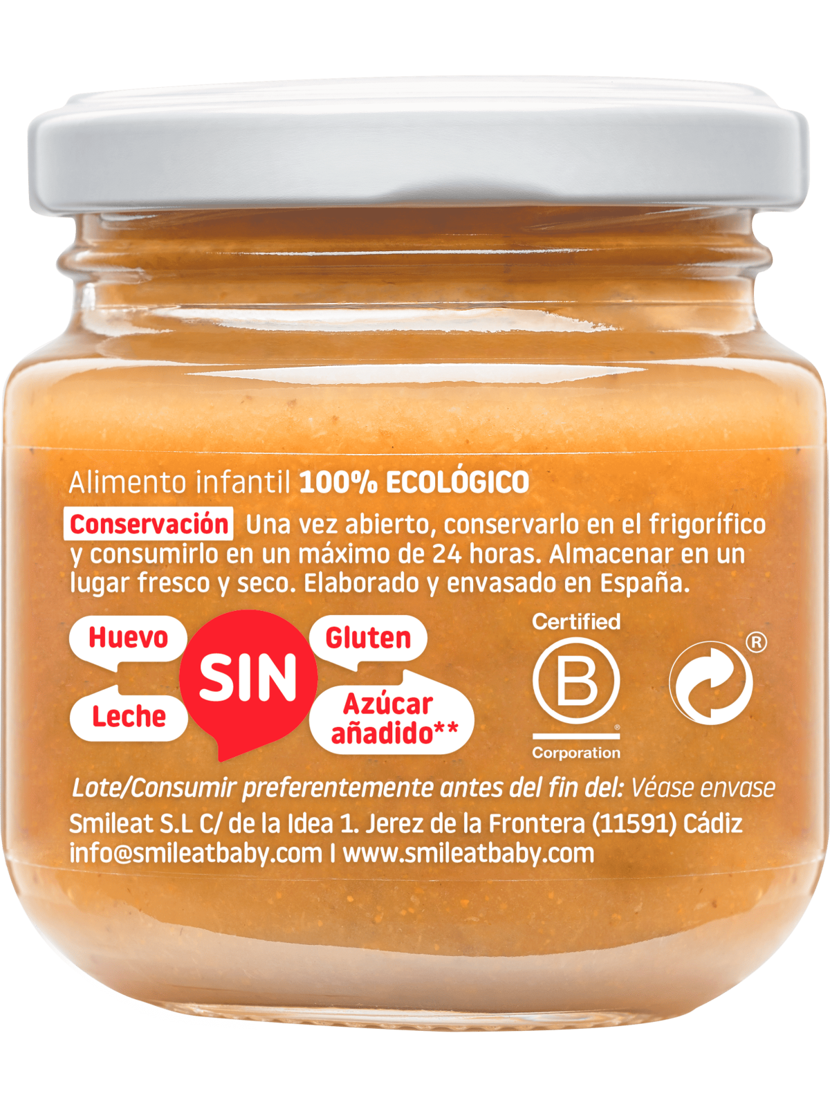 Smileat potito ecológico manzana, naranja y zanahoria 130 g