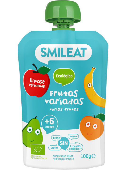 Smileat ecológico pouch frutas variadas 100 g – snack bebé