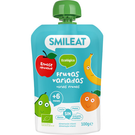 Smileat ecológico pouch frutas variadas 100 g – snack bebé