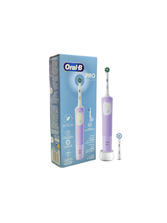 ORAL-B CEPILLO DENTAL ELECTRICO RECARGABLE VITALITY PRO + 2 RECAMBIOS COLOR LILA