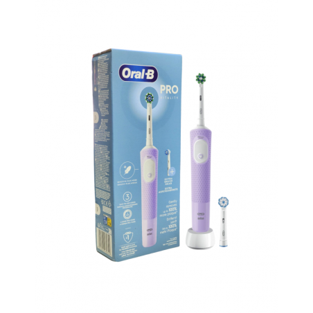 ORAL-B CEPILLO DENTAL ELECTRICO RECARGABLE VITALITY PRO + 2 RECAMBIOS COLOR LILA