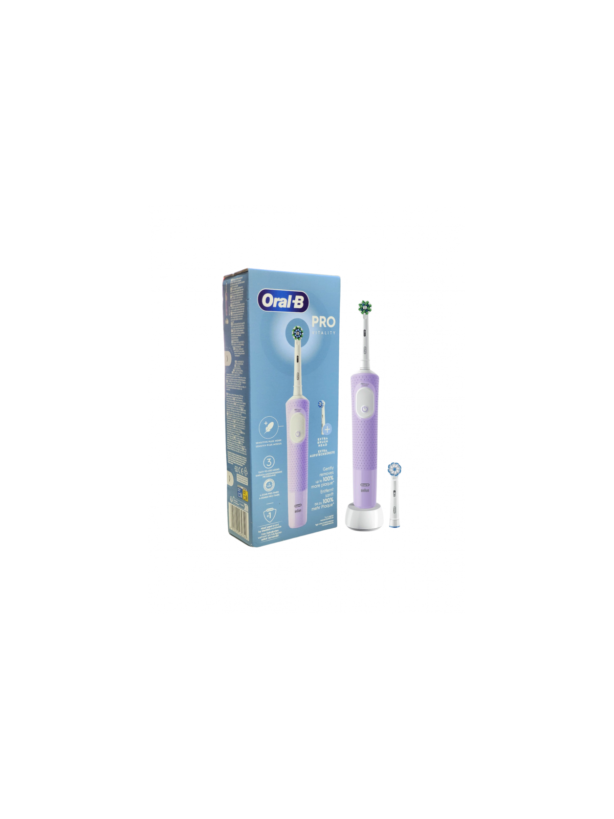 ORAL-B CEPILLO DENTAL ELECTRICO RECARGABLE VITALITY PRO + 2 RECAMBIOS COLOR LILA