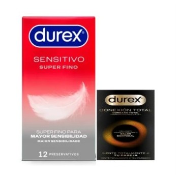 DUREX SENSITIVO SUPER FINO 12 PRESERVATIVOS + CONEXION TOTAL 3 PRESERVATIVOS PACK