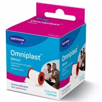 ESPARADRAPO HIPOALERGENICO OMNIPLAST TEJIDO RESISTENTE ADHESIVO 5 M X 5 CM COLOR BLANCO 1 U
